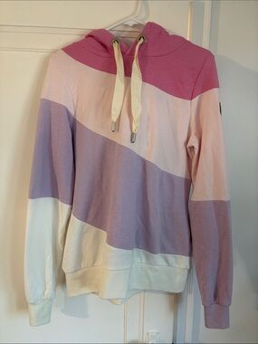 Wanakome Women's Colorblock Hoodie in Pink, Lavender & White
